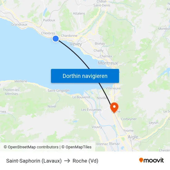 Saint-Saphorin (Lavaux) to Roche (Vd) map