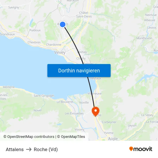 Attalens to Roche (Vd) map