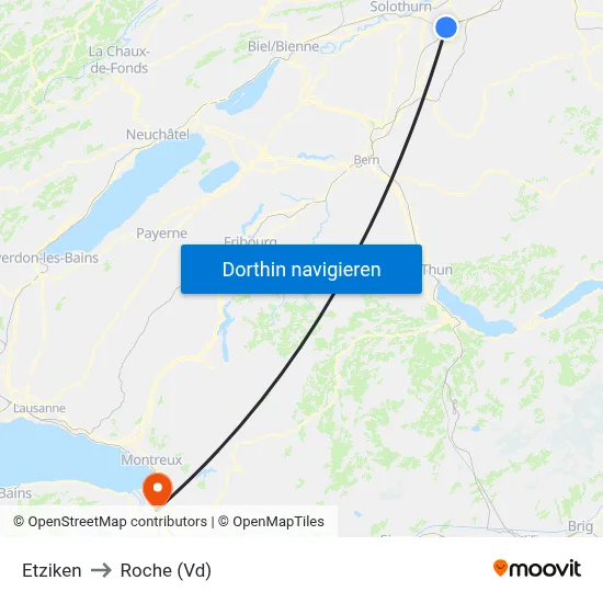 Etziken to Roche (Vd) map