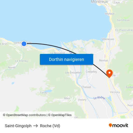Saint-Gingolph to Roche (Vd) map
