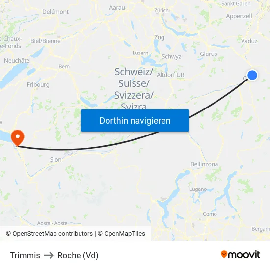 Trimmis to Roche (Vd) map