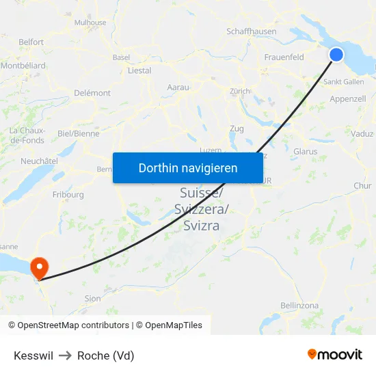 Kesswil to Roche (Vd) map