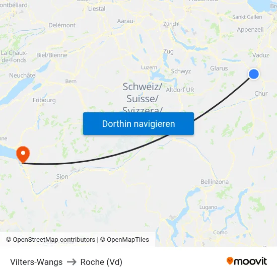 Vilters-Wangs to Roche (Vd) map