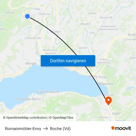 Romainmôtier-Envy to Roche (Vd) map