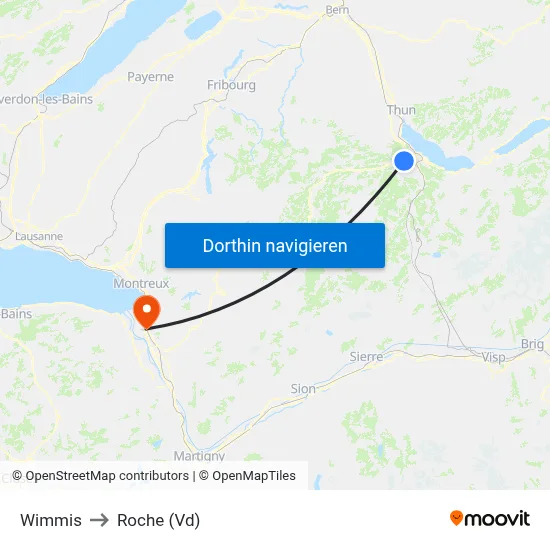 Wimmis to Roche (Vd) map