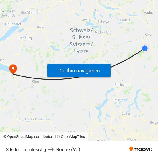 Sils Im Domleschg to Roche (Vd) map
