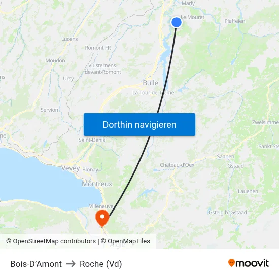 Bois-D’Amont to Roche (Vd) map