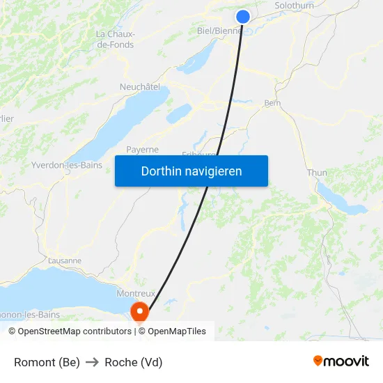 Romont (Be) to Roche (Vd) map
