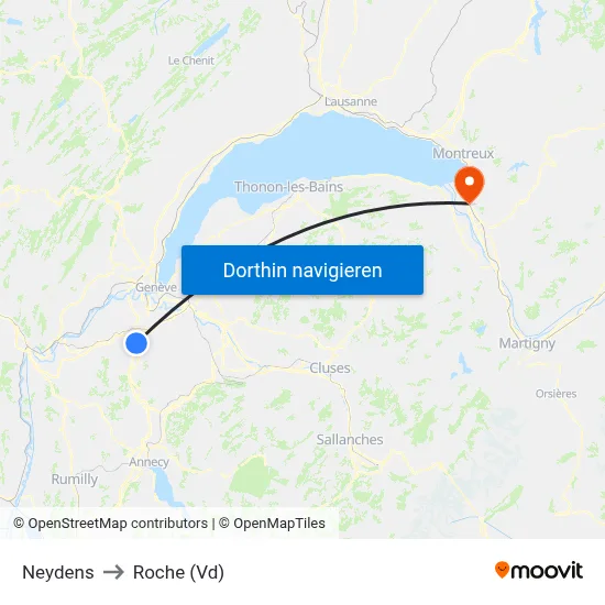 Neydens to Roche (Vd) map