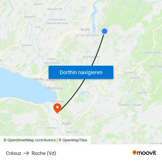 Crésuz to Roche (Vd) map