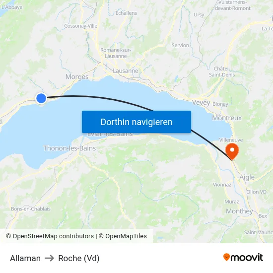 Allaman to Roche (Vd) map