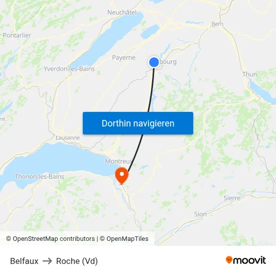 Belfaux to Roche (Vd) map