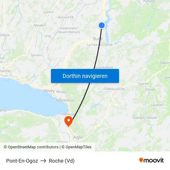 Pont-En-Ogoz to Roche (Vd) map