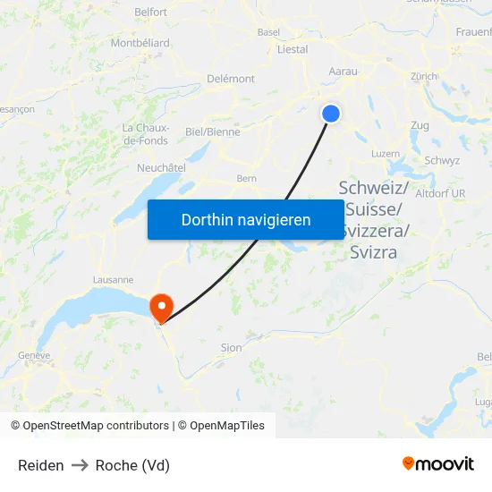 Reiden to Roche (Vd) map