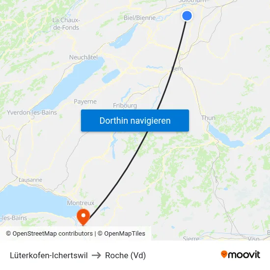Lüterkofen-Ichertswil to Roche (Vd) map
