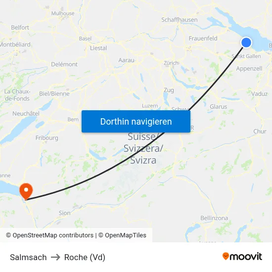 Salmsach to Roche (Vd) map