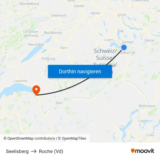 Seelisberg to Roche (Vd) map