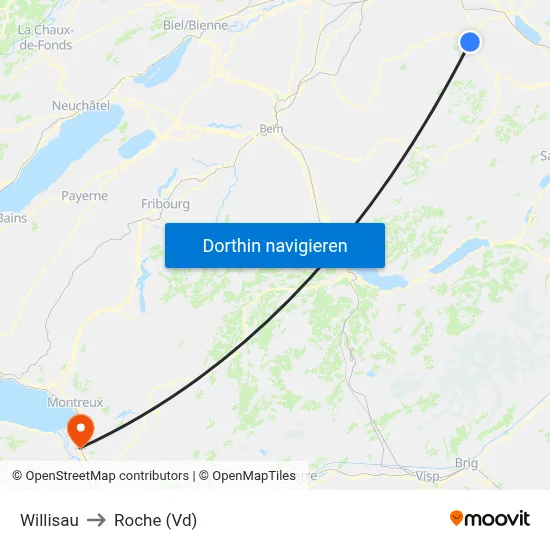 Willisau to Roche (Vd) map