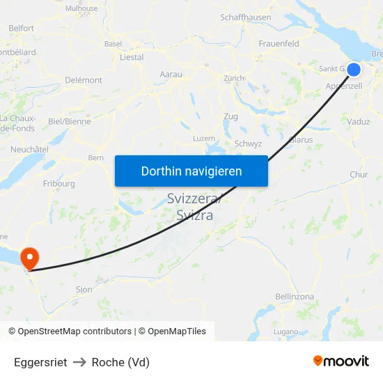 Eggersriet to Roche (Vd) map