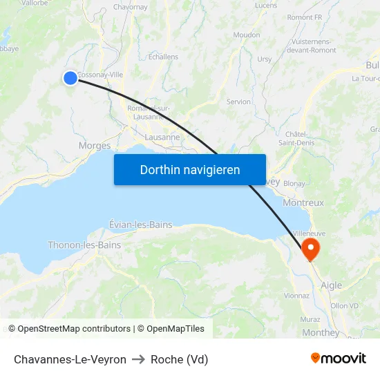 Chavannes-Le-Veyron to Roche (Vd) map