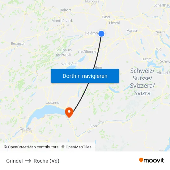 Grindel to Roche (Vd) map