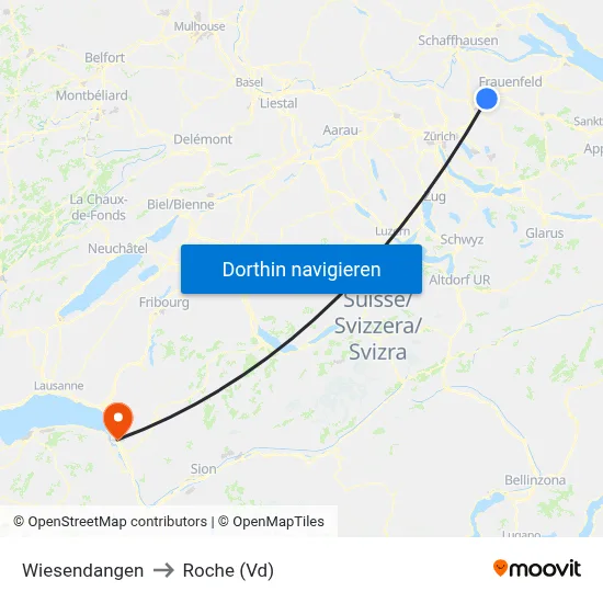 Wiesendangen to Roche (Vd) map