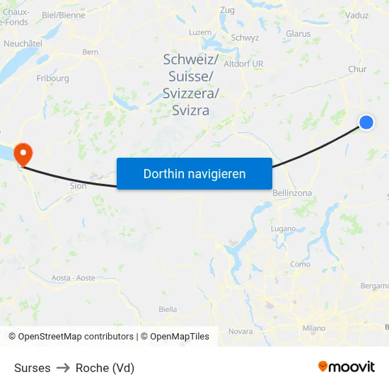 Surses to Roche (Vd) map