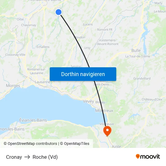 Cronay to Roche (Vd) map