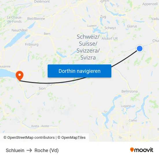 Schluein to Roche (Vd) map