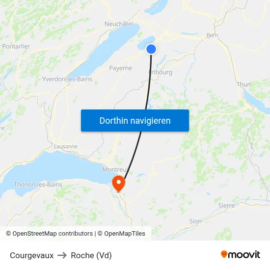 Courgevaux to Roche (Vd) map