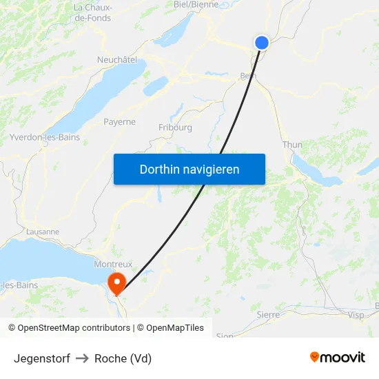 Jegenstorf to Roche (Vd) map
