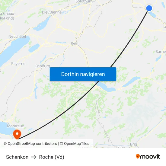 Schenkon to Roche (Vd) map