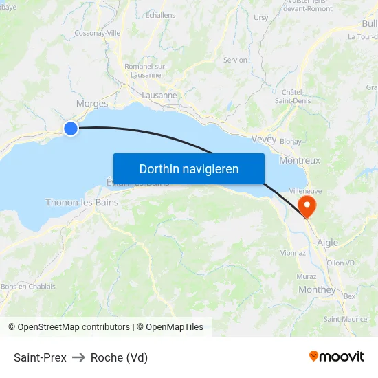 Saint-Prex to Roche (Vd) map