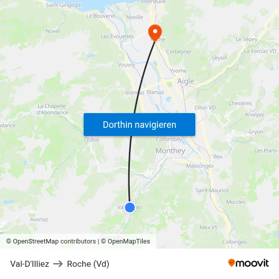 Val-D'Illiez to Roche (Vd) map