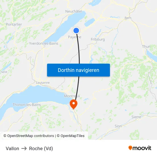 Vallon to Roche (Vd) map