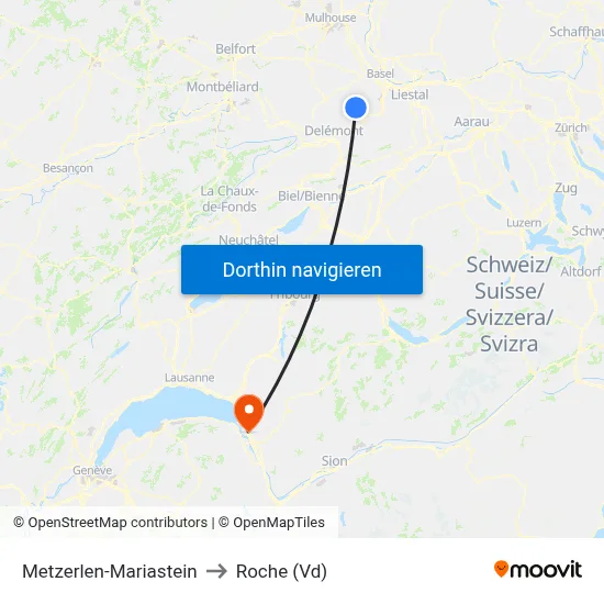 Metzerlen-Mariastein to Roche (Vd) map