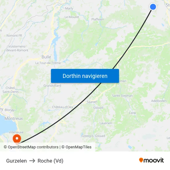 Gurzelen to Roche (Vd) map
