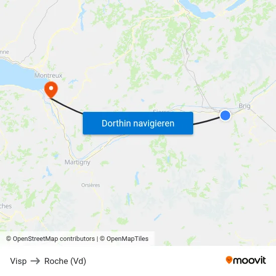 Visp to Roche (Vd) map