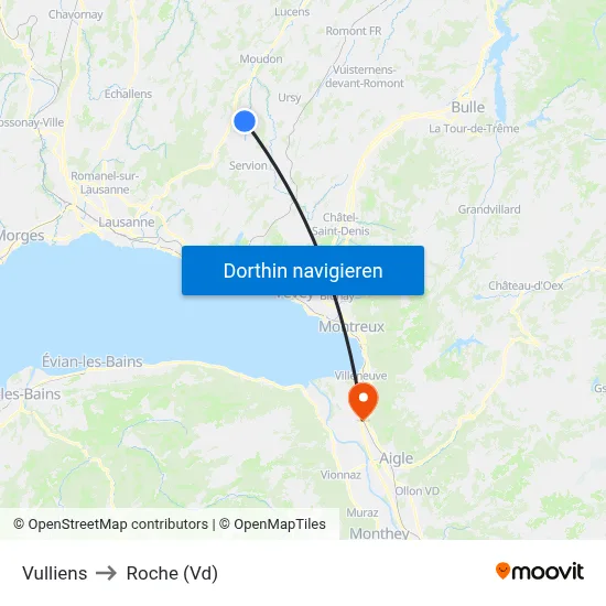 Vulliens to Roche (Vd) map