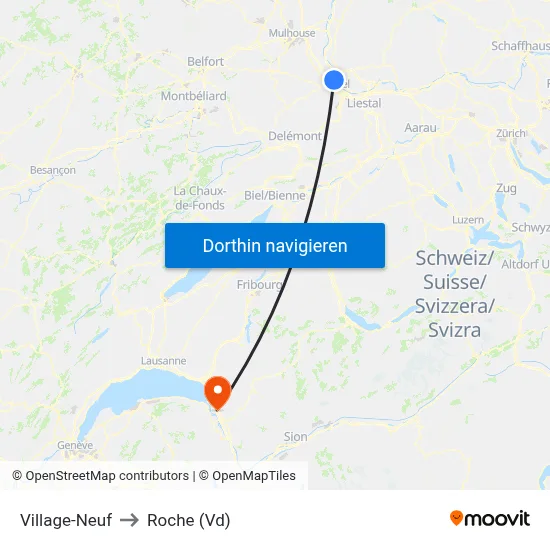 Village-Neuf to Roche (Vd) map