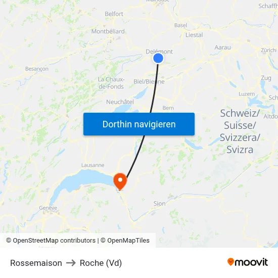 Rossemaison to Roche (Vd) map