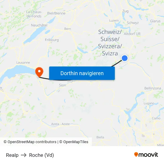 Realp to Roche (Vd) map