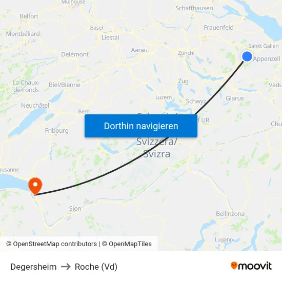 Degersheim to Roche (Vd) map