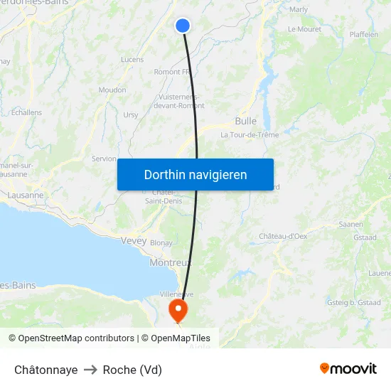 Châtonnaye to Roche (Vd) map