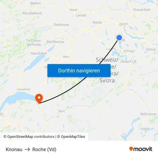 Knonau to Roche (Vd) map