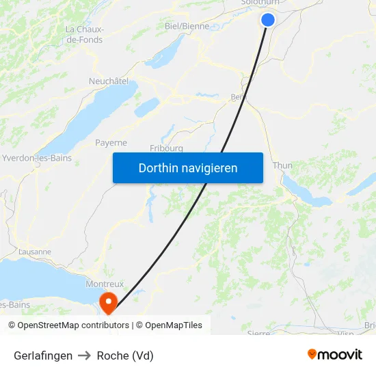 Gerlafingen to Roche (Vd) map