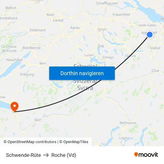 Schwende-Rüte to Roche (Vd) map