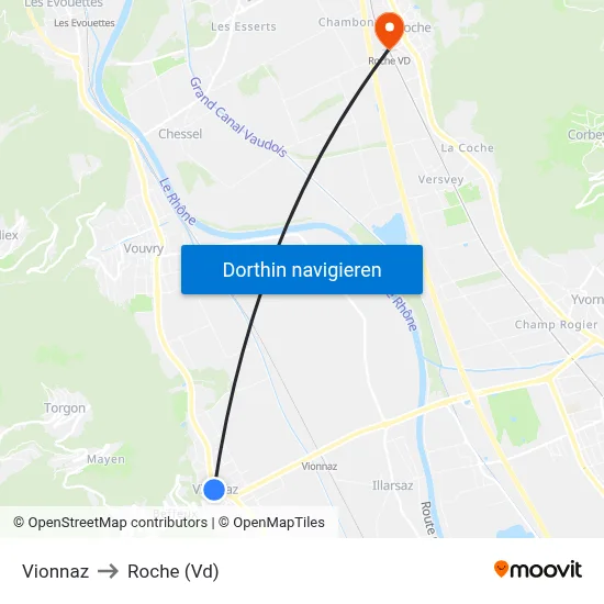 Vionnaz to Roche (Vd) map