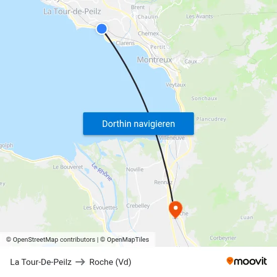 La Tour-De-Peilz to Roche (Vd) map