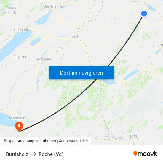 Buttisholz to Roche (Vd) map